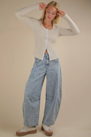 Jackie Snap Top-Long Sleeves-VERY J-Summit Lane Boutique, Women's Apparel and Gifts located in Grand Rapids, MI