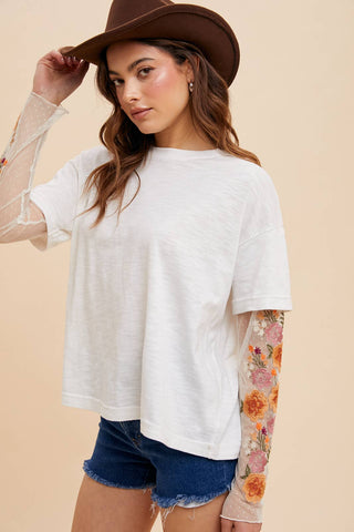 Kennedy Twofer Top-Long Sleeves-In Loom-Summit Lane Boutique, Women's Apparel and Gifts located in Grand Rapids, MI
