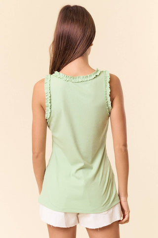 Ruffle Trim Tank-Tank Top-Doe and Rae-Summit Lane Boutique, Women's Apparel and Gifts located in Grand Rapids, MI