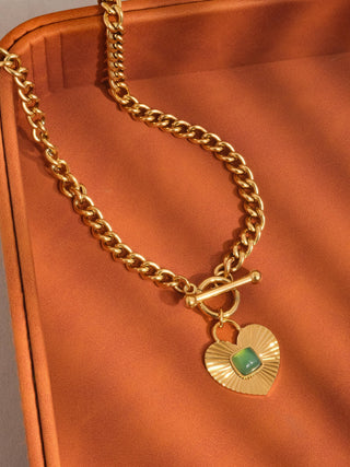 Après Green Heart Chain Necklace-Jewelry-Flânerie by MAIQ-Summit Lane Boutique, Women's Apparel and Gifts located in Grand Rapids, MI