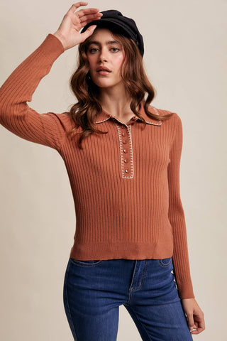 Contrast Stitch Ribbed Knit Top-Listicle-Summit Lane Boutique, Women's Apparel and Gifts located in Grand Rapids, MI