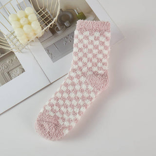Checkerboard Pattern Fuzzy Winter Socks-Socks-Fashion City-Summit Lane Boutique, Women's Apparel and Gifts located in Grand Rapids, MI