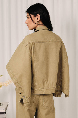COLLARED BUTTON DOWN CAPE TWILL JACKET-Jackets-Sunday Edition by LE LIS-Summit Lane Boutique, Women's Apparel and Gifts located in Grand Rapids, MI