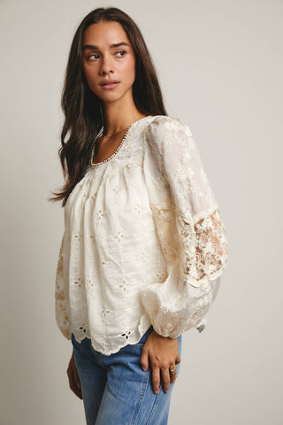 Bailey Embroidered Lace Blouse-Blouse-Forte-Summit Lane Boutique, Women's Apparel and Gifts located in Grand Rapids, MI