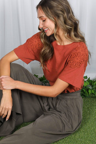 The Sylvie Embroidered Tee-Short Sleeves-Vine & Love-Summit Lane Boutique, Women's Apparel and Gifts located in Grand Rapids, MI