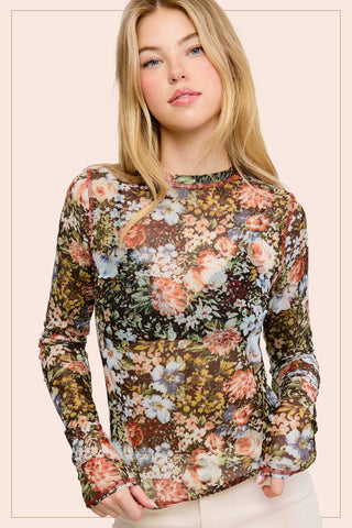 Marisol Mesh Top-Long Sleeves-La Miel-Summit Lane Boutique, Women's Apparel and Gifts located in Grand Rapids, MI