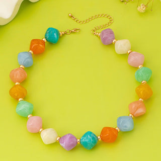 Multicolor Oversized Faceted Pastel Bead Necklace | 80N92990-JOSSLYN by wall to wall-Summit Lane Boutique, Women's Apparel and Gifts located in Grand Rapids, MI