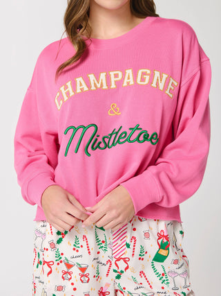 "CHAMPAGNE & MISTLETOE" SWEATSHIRT-Sweatshirt-Shiraleah-Summit Lane Boutique, Women's Apparel and Gifts located in Grand Rapids, MI