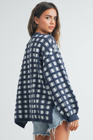 Welcome Home Checked Sweater-Sweaters-BUTTERMELON-Summit Lane Boutique, Women's Apparel and Gifts located in Grand Rapids, MI