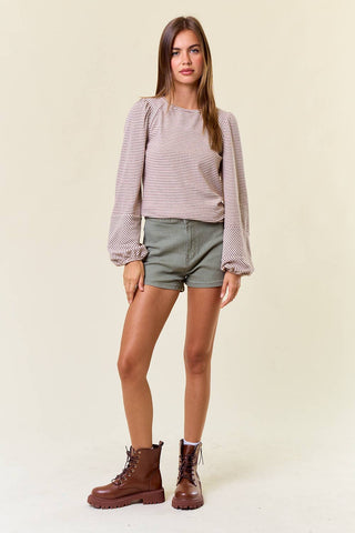 Winnie Bubble Sleeve Top-Long Sleeves-Doe and Rae-Summit Lane Boutique, Women's Apparel and Gifts located in Grand Rapids, MI