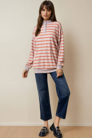 Sadie Striped Henley-pullover-Doe and Rae-Summit Lane Boutique, Women's Apparel and Gifts located in Grand Rapids, MI