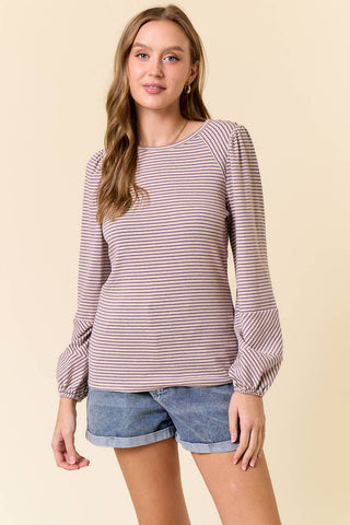 Winnie Bubble Sleeve Top-Long Sleeves-Doe and Rae-Summit Lane Boutique, Women's Apparel and Gifts located in Grand Rapids, MI