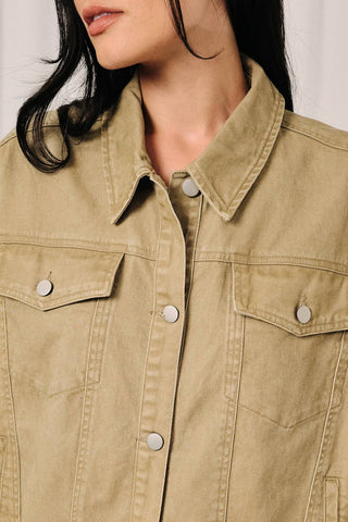 COLLARED BUTTON DOWN CAPE TWILL JACKET-Jackets-Sunday Edition by LE LIS-Summit Lane Boutique, Women's Apparel and Gifts located in Grand Rapids, MI
