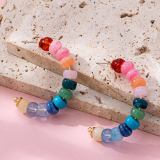 Rainbow Beaded Hoop Earrings-Earrings-JOSSLYN by wall to wall-Summit Lane Boutique, Women's Apparel and Gifts located in Grand Rapids, MI