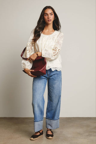 Bailey Embroidered Lace Blouse-Blouse-Forte-Summit Lane Boutique, Women's Apparel and Gifts located in Grand Rapids, MI
