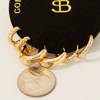 Secret Box Gold Dipped 3 Pair Huggie Hoop Earrings Set