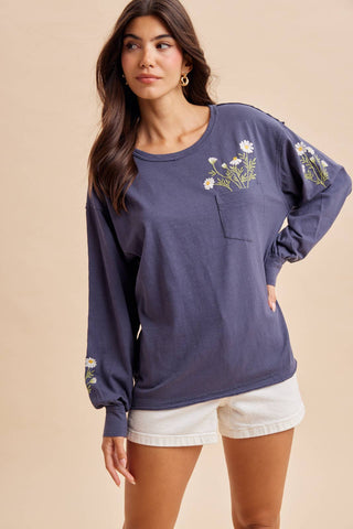 Kendall Embroidered Long Sleeve-pullover-In Loom-Summit Lane Boutique, Women's Apparel and Gifts located in Grand Rapids, MI