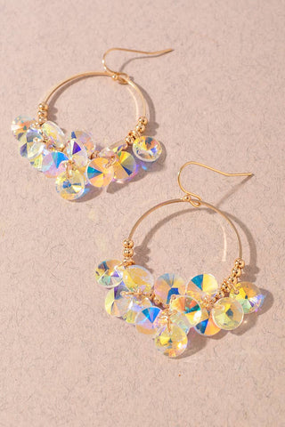 IRIDESCENT BEAD HOOP DANGLE EARRINGS-Earrings-Merveille-Summit Lane Boutique, Women's Apparel and Gifts located in Grand Rapids, MI