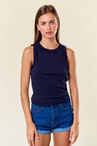 Ruffle Trim Tank-Tank Top-Doe and Rae-Summit Lane Boutique, Women's Apparel and Gifts located in Grand Rapids, MI