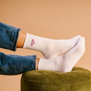 Embroidered Crew Socks–American Flags-Socks-The Darling Effect-Summit Lane Boutique, Women's Apparel and Gifts located in Grand Rapids, MI