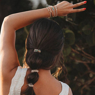 "Reflect" Gold Wave with Beachy Neutrals Hair Tie Bracelets-Bracelets-K'lani hair tie bracelets-Summit Lane Boutique, Women's Apparel and Gifts located in Grand Rapids, MI