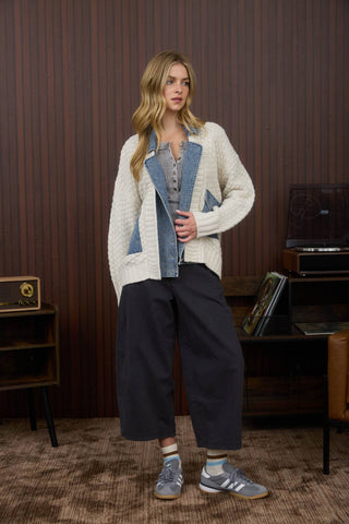 Sawyer Mixed Media Cardi-Sweaters-Blu Pepper-Summit Lane Boutique, Women's Apparel and Gifts located in Grand Rapids, MI