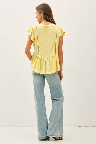 Aria Ruffle Sleeve top-Blouse-Be Cool-Summit Lane Boutique, Women's Apparel and Gifts located in Grand Rapids, MI