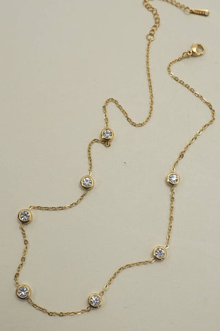 18K STAINLESS STEEL TARNISH FREE RHINESTONE NECK | 40NK9543-JOSSLYN by wall to wall-Summit Lane Boutique, Women's Apparel and Gifts located in Grand Rapids, MI