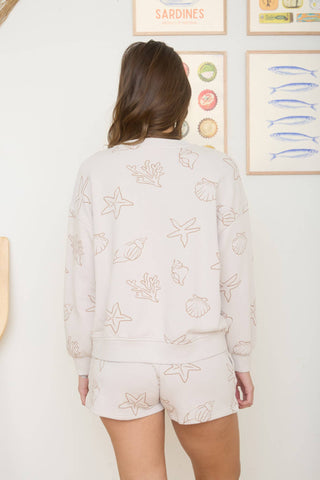 SEA MOTIF CREW NECK LONG SLEEVE KNIT TOP-Blu Pepper-Summit Lane Boutique, Women's Apparel and Gifts located in Grand Rapids, MI