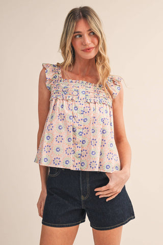 Ella Floral Babydoll Top-Sleeveless-&MERCI-Summit Lane Boutique, Women's Apparel and Gifts located in Grand Rapids, MI