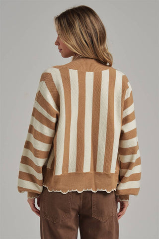 The Marlowe Scalloped Stripe Cardigan-Cardigans-BON-Summit Lane Boutique, Women's Apparel and Gifts located in Grand Rapids, MI