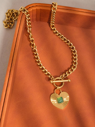 Après Green Heart Chain Necklace-Jewelry-Flânerie by MAIQ-Summit Lane Boutique, Women's Apparel and Gifts located in Grand Rapids, MI