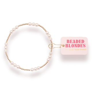 ILY Pearl Bracelet in Gold-Bracelets-Beaded Blondes-Summit Lane Boutique, Women's Apparel and Gifts located in Grand Rapids, MI