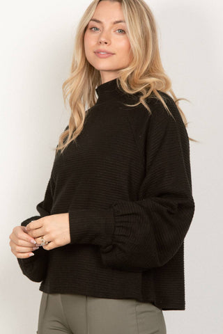 Mock Neck Textured Knit Top-Sweaters-VERY J-Summit Lane Boutique, Women's Apparel and Gifts located in Grand Rapids, MI