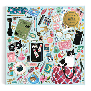 Purrfect Accessories 500 Piece Foil Puzzle-Puzzles-Chronicle Books-Summit Lane Boutique, Women's Apparel and Gifts located in Grand Rapids, MI