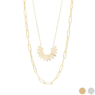 18K Gold PVD Layered Paperclip and Loop Chain Charm Necklace-WJW-Summit Lane Boutique, Women's Apparel and Gifts located in Grand Rapids, MI