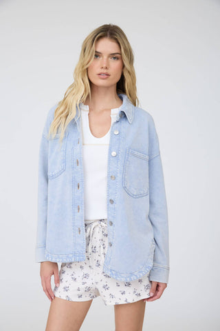 Holly Denim Shacket-Jackets-J.O.A-Summit Lane Boutique, Women's Apparel and Gifts located in Grand Rapids, MI