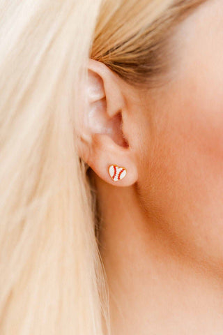 Screwback Stud Earrings - Baseball Gold-Earrings-LINNY CO-Summit Lane Boutique, Women's Apparel and Gifts located in Grand Rapids, MI