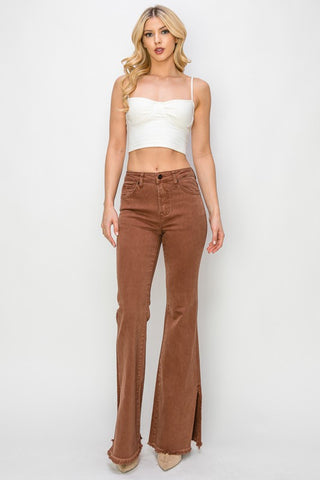 High Rise Side Slit Flare Jeans-Jeans-Risen-Summit Lane Boutique, Women's Apparel and Gifts located in Grand Rapids, MI