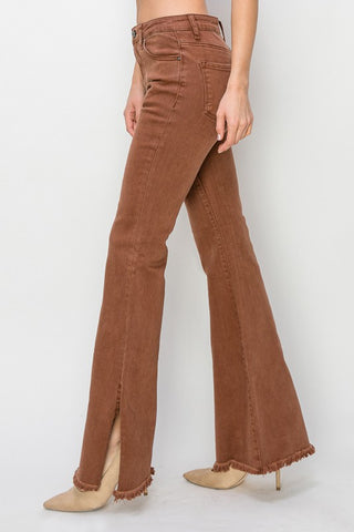 High Rise Side Slit Flare Jeans-Jeans-Risen-Summit Lane Boutique, Women's Apparel and Gifts located in Grand Rapids, MI