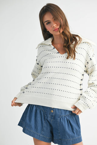 Dot Knit Pullover Sweater-Sweaters-AEMI + CO-Summit Lane Boutique, Women's Apparel and Gifts located in Grand Rapids, MI
