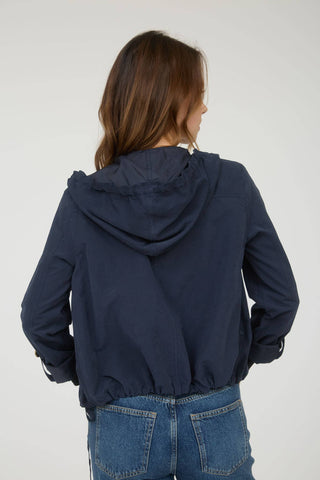 SNAP BUTTON ZIP UP HOODED JACKET