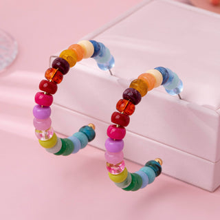 Multi-Color Beaded Hoop Earrings | 80E62019-JOSSLYN by wall to wall-Summit Lane Boutique, Women's Apparel and Gifts located in Grand Rapids, MI