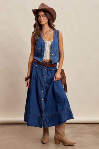 Dakota Denim Vest-Vest-Listicle-Summit Lane Boutique, Women's Apparel and Gifts located in Grand Rapids, MI