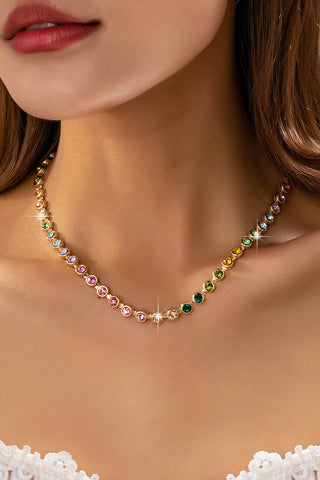 Rainbow Bezel-Set Gemstone Tennis Necklace-Necklaces-JOSSLYN by wall to wall-Summit Lane Boutique, Women's Apparel and Gifts located in Grand Rapids, MI