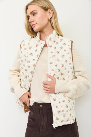 Maisie Floral Quilted Vest-Vest-Blu Pepper-Summit Lane Boutique, Women's Apparel and Gifts located in Grand Rapids, MI