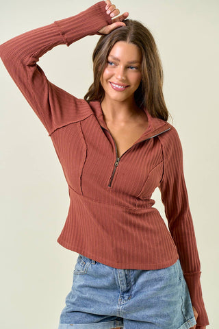 Magnolia Half Zip-Long Sleeves-Doe and Rae-Summit Lane Boutique, Women's Apparel and Gifts located in Grand Rapids, MI
