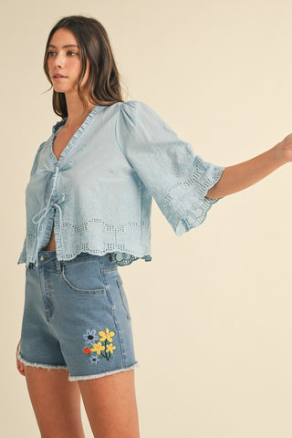 Andie Tie Front Blouse-Blouse-Anniewear-Summit Lane Boutique, Women's Apparel and Gifts located in Grand Rapids, MI