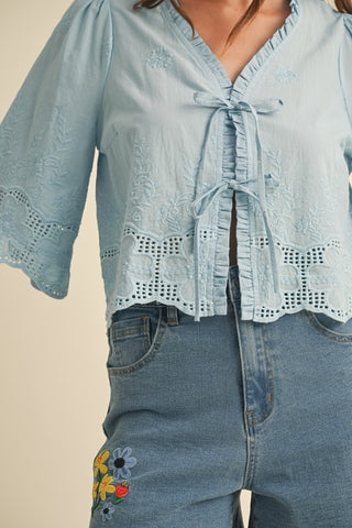 Andie Tie Front Blouse-Blouse-Anniewear-Summit Lane Boutique, Women's Apparel and Gifts located in Grand Rapids, MI