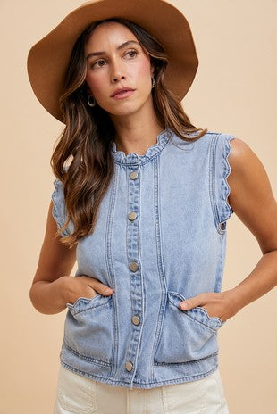 Kasey Scalloped Vest-Vest-Anniewear-Summit Lane Boutique, Women's Apparel and Gifts located in Grand Rapids, MI